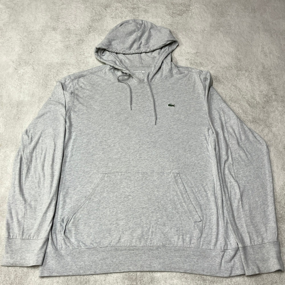 Lacoste Lightweight Hoodie Gray Crocodile FA8712 Regular Fit Mens 6 / XL